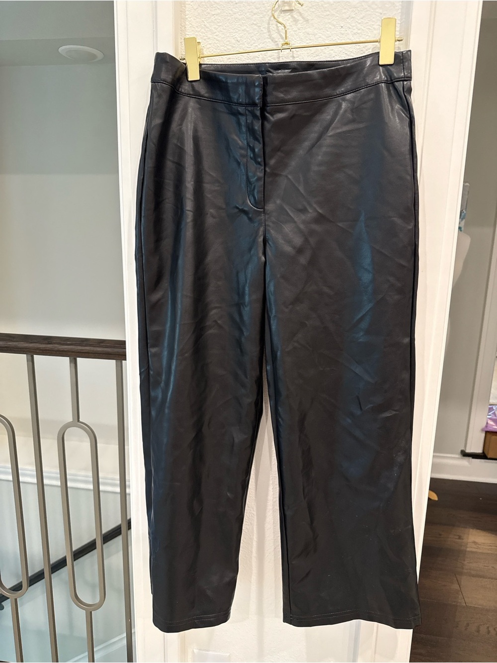 Bagatelle Collection Black Faux Leather Straight Leg Pants Medium